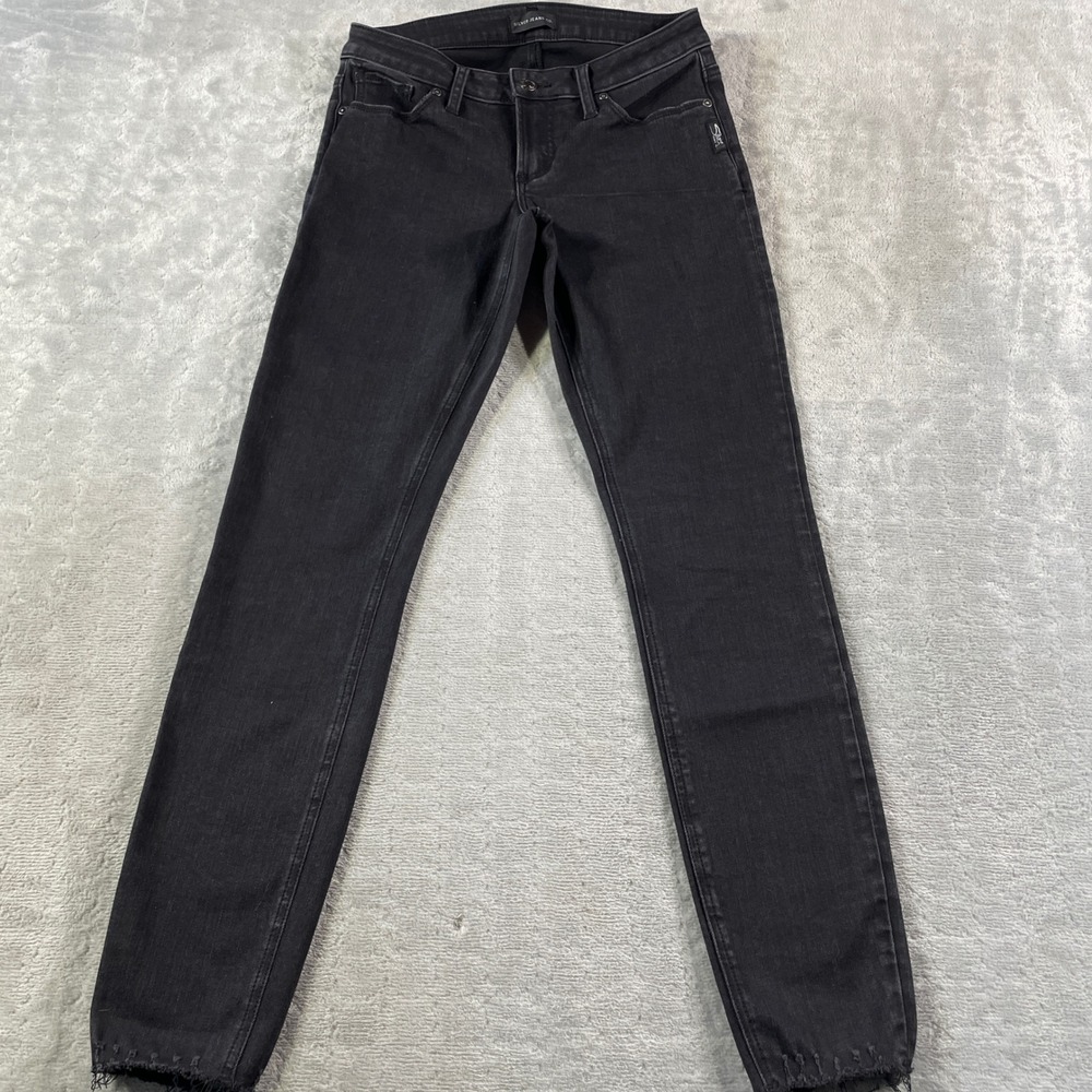 Silver Jeans Jeans Tuesday Womens W27‎ L29 Black Wash Skinny Distressed Hem